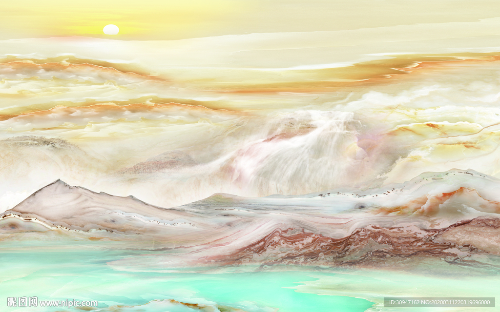 客厅高档山水石纹 TIF分层