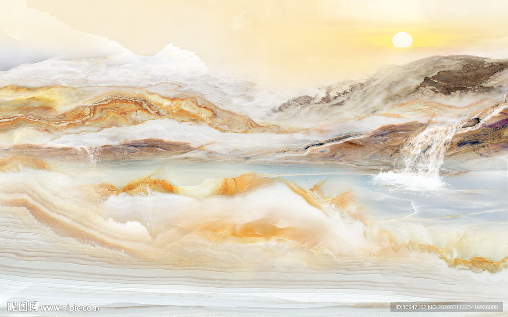 新款高档山水石纹 TIF分层