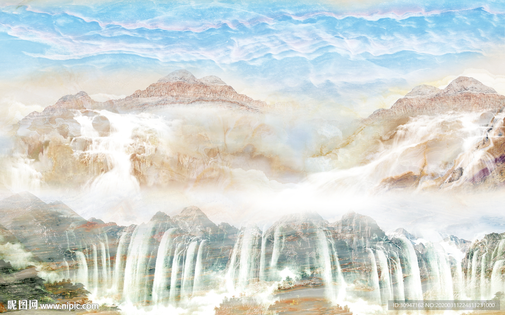 流水 山水新大理石 TIF分层