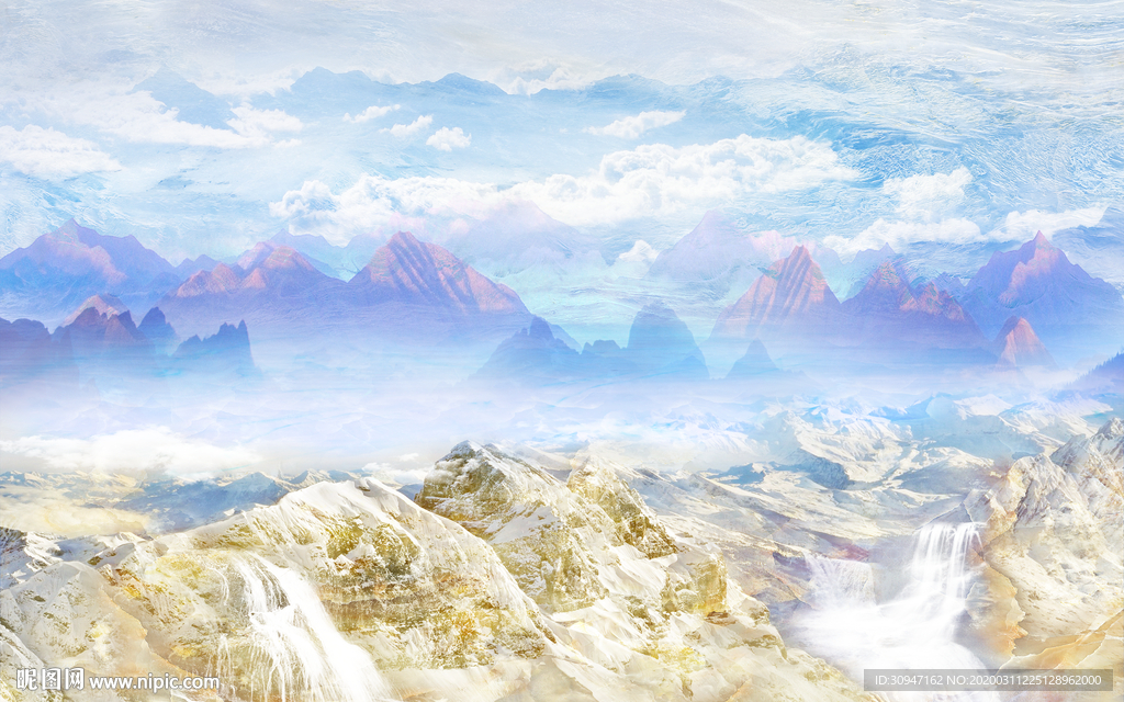 高端 高档山水石纹 TIF分层