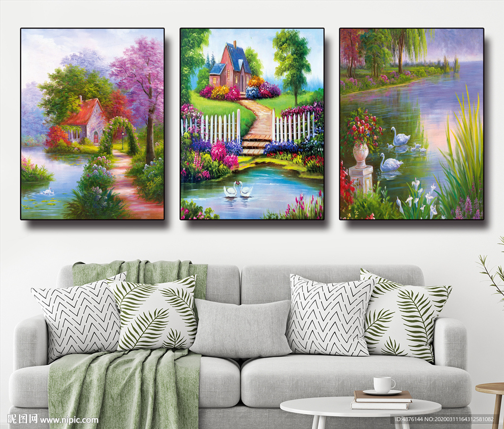 现代油画三联画