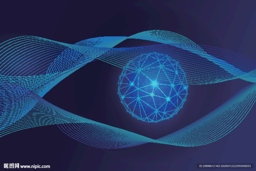 区块链大数据抽象线条蓝色科技背