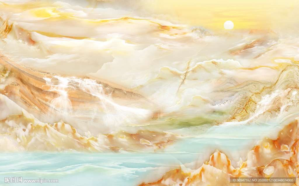 大厅山水新大理石 TIF分层