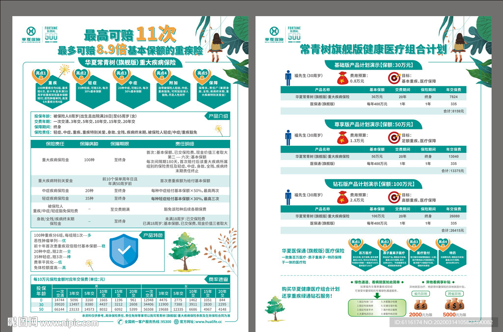 华夏常青树保险单页