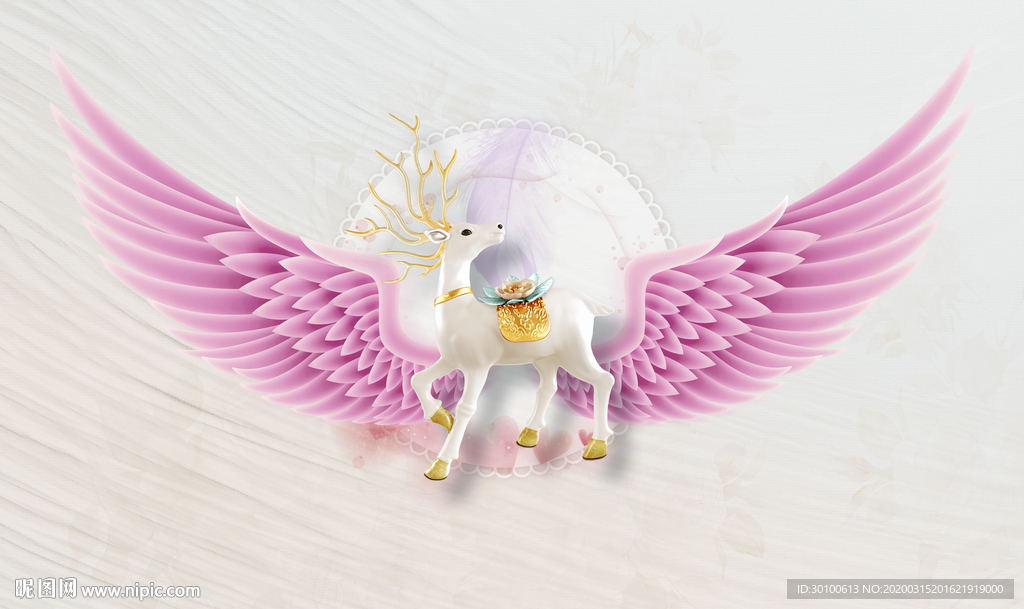 麋鹿北欧新背景墙 TIF分层