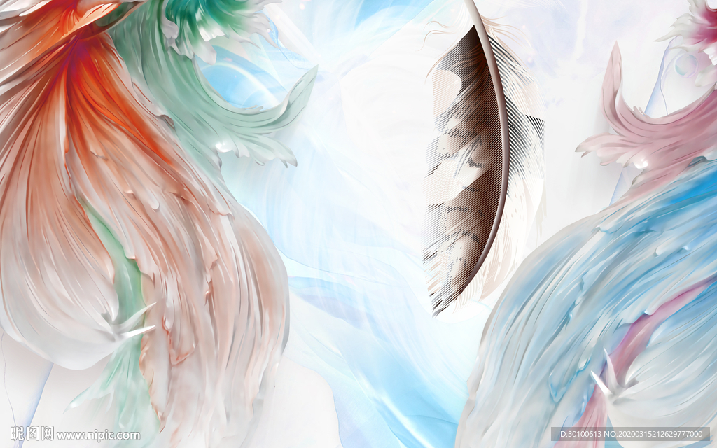 现代羽毛新背景墙 TIF分层