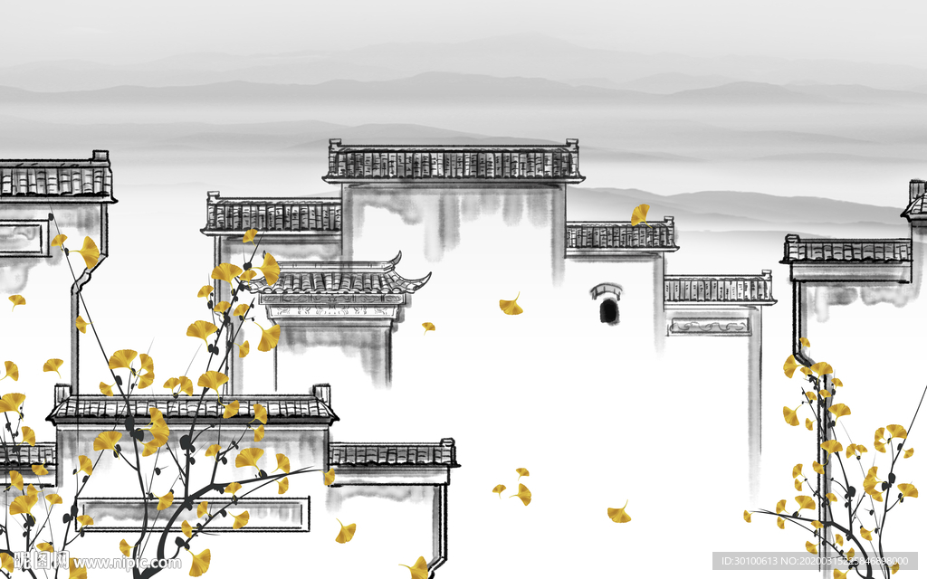 徽派灰色新山水画 TIF分层