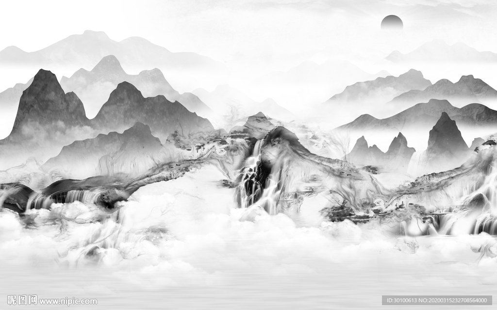 爆款新意境山水画 TIF分层