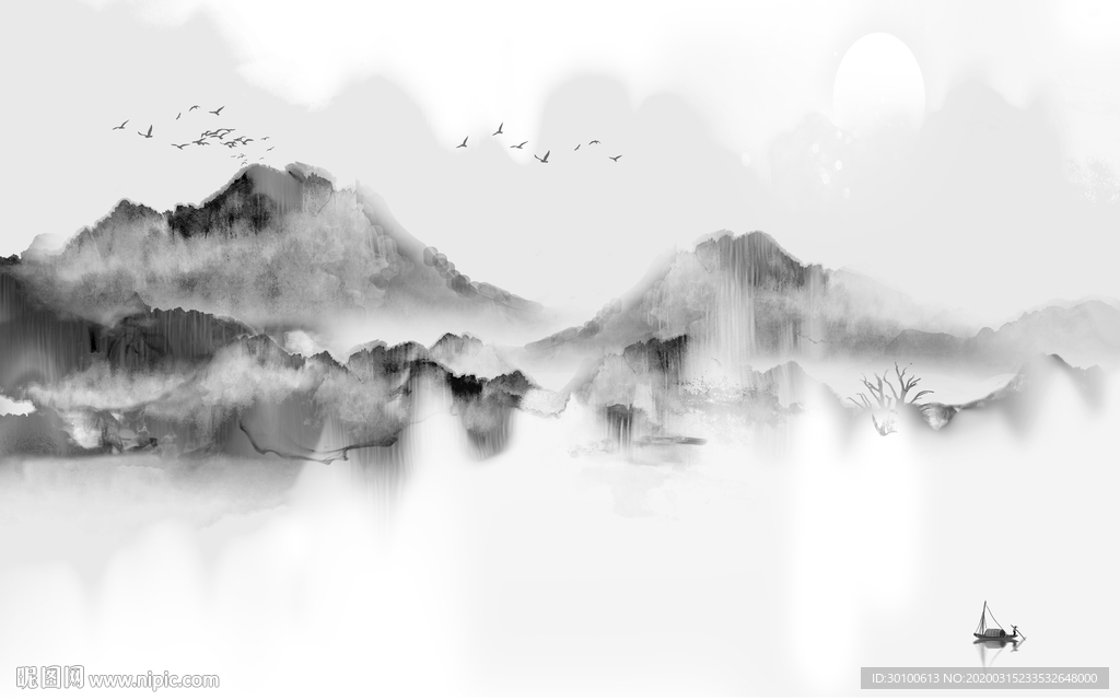 大堂新意境山水画 TIF分层