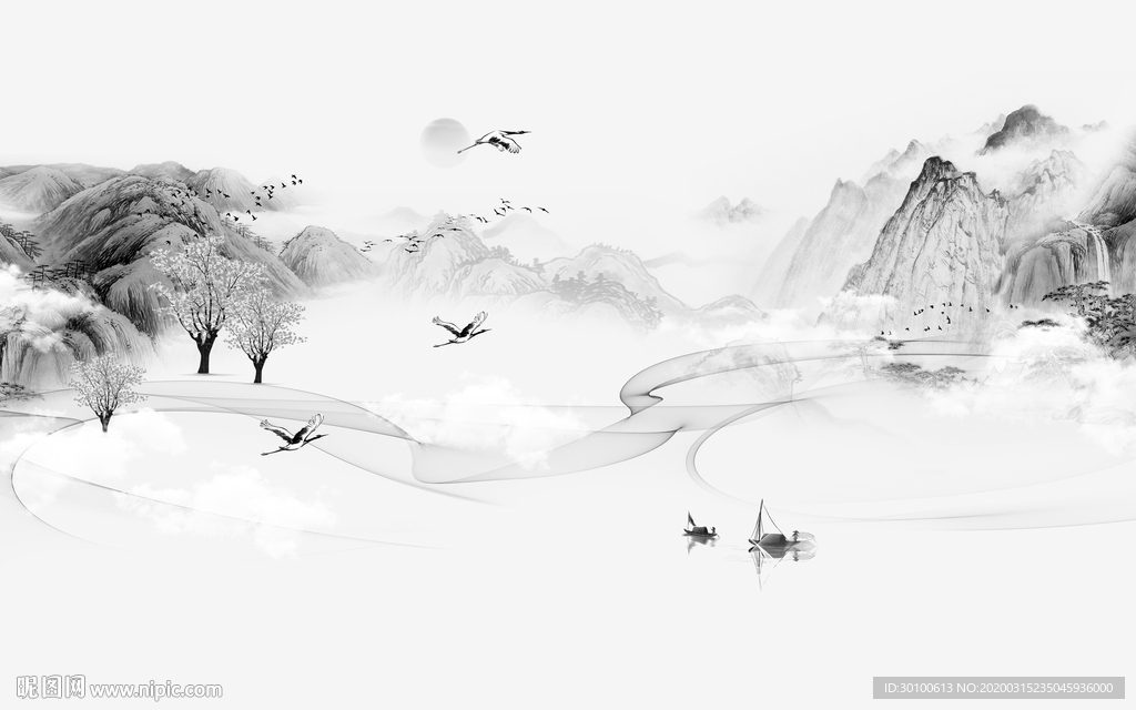 线条 新意境山水画 TIF分层