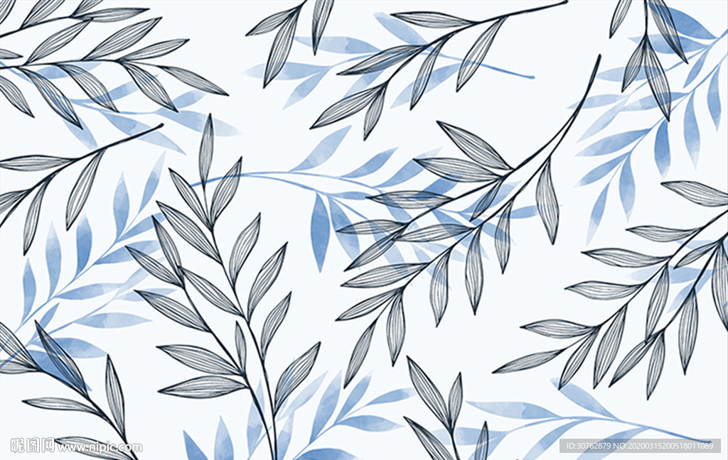 服装树叶叶子数码印花底纹花朵