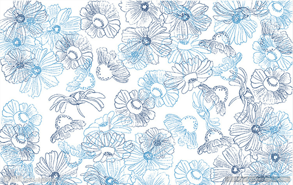 服装树叶叶子数码印花底纹花朵