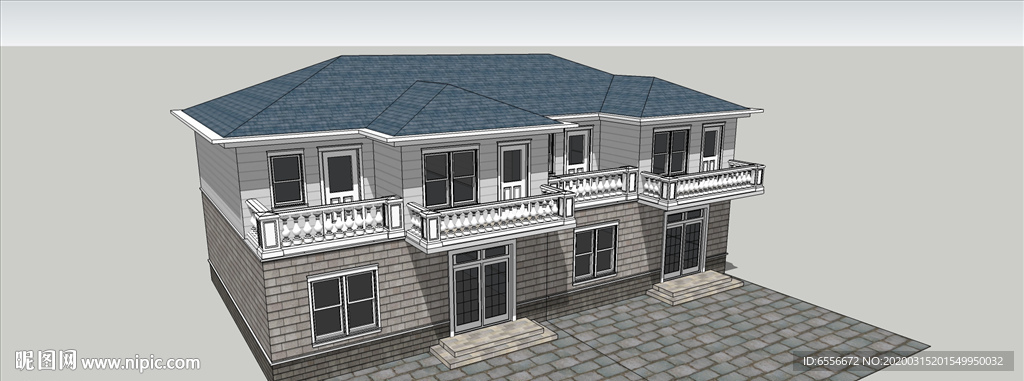 独栋别墅建筑模型su