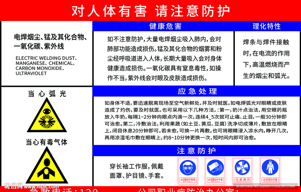 电焊烟尘 锰  一氧化碳 告知