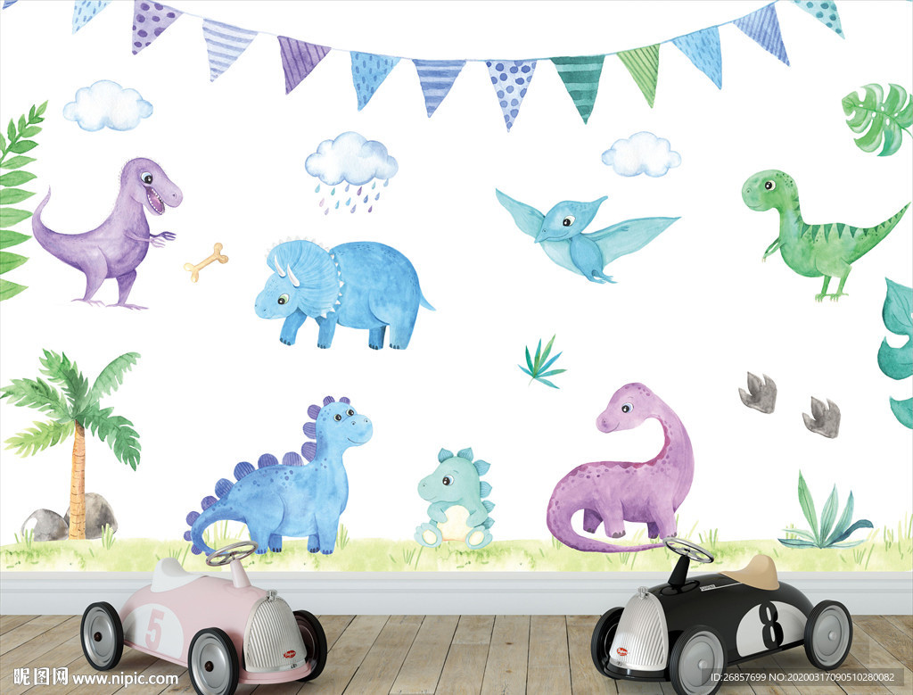 可爱恐龙背景墙