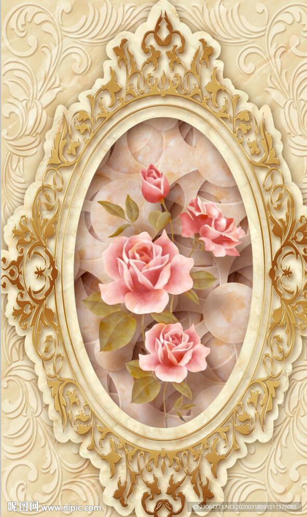 欧式花开富贵背景图