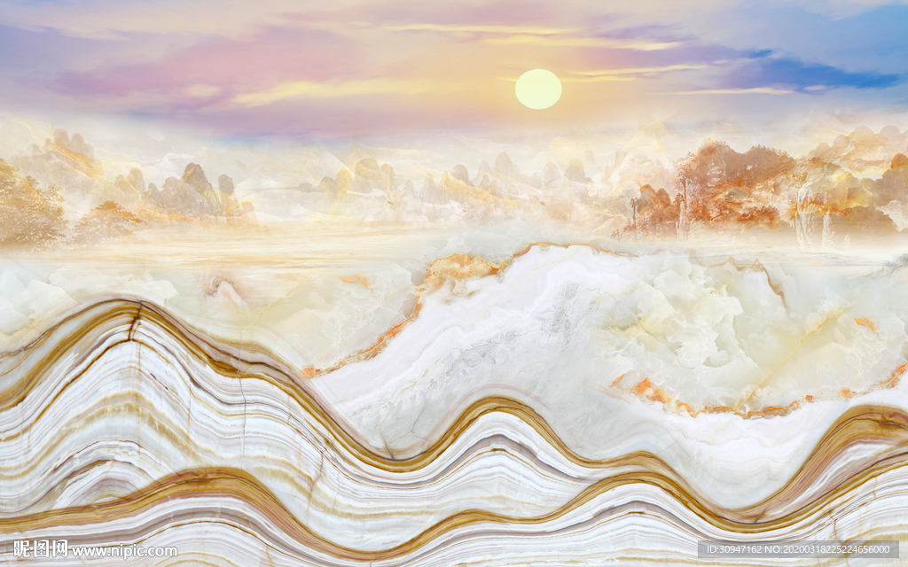 奢华山水石纹背景 TIF分层