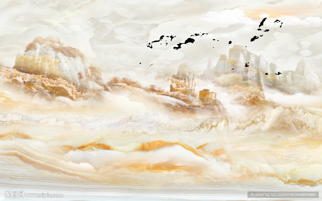 高端山水石纹背景 TIF分层