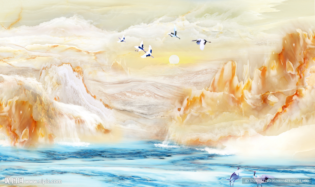 欧式新石纹背景墙 TIF分层