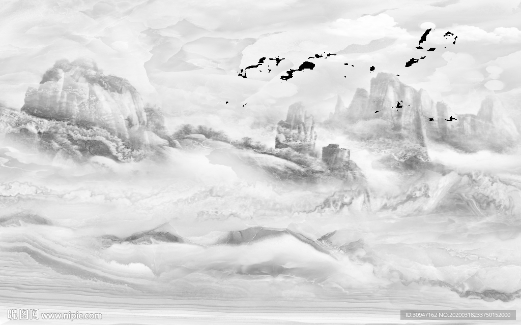 山水新石纹背景墙 TIF分层