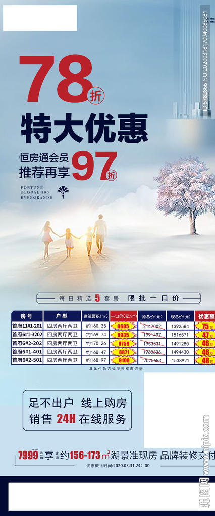 78折特大优惠 特价房 恒大