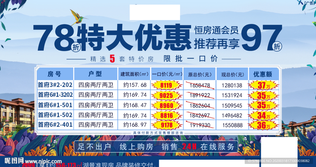 78折特大优惠 特价房 恒大
