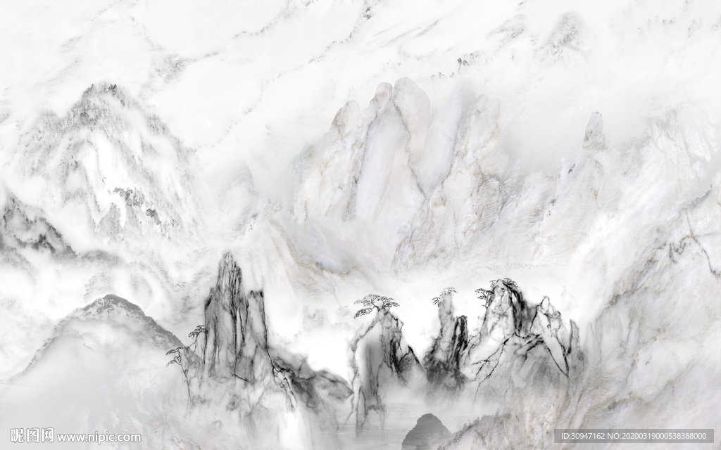 山水 新石材背景墙 TIF分层