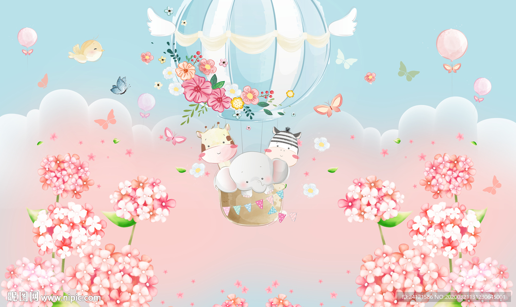 卡通儿童房背景墙