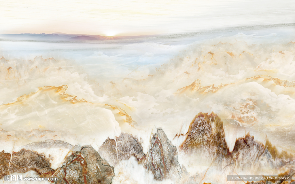 高级大气石纹山水 TIF分层