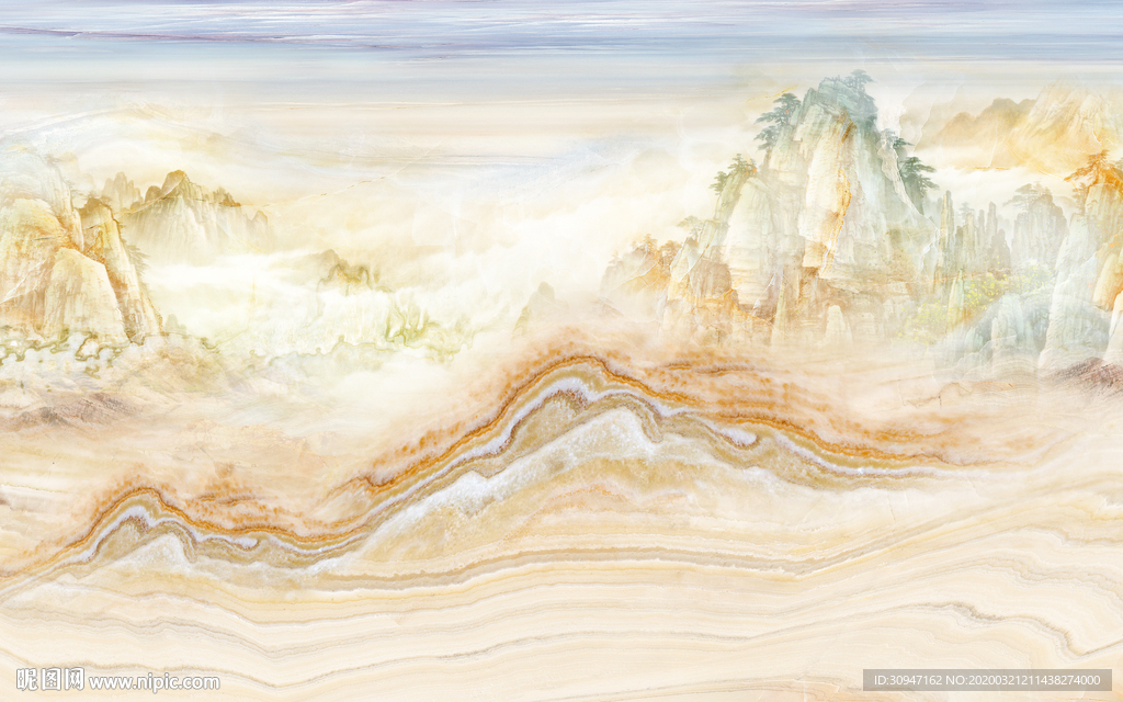 新款大气石纹山水 TIF分层