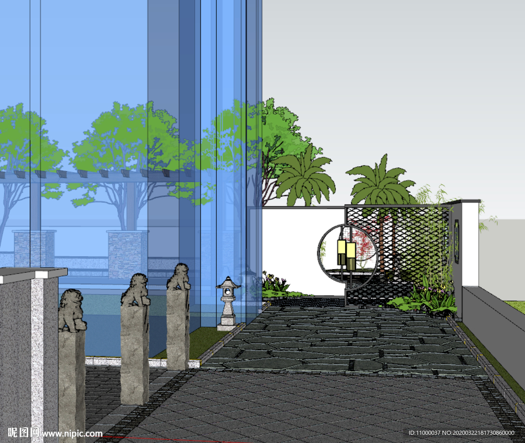 中式庭院SU模型