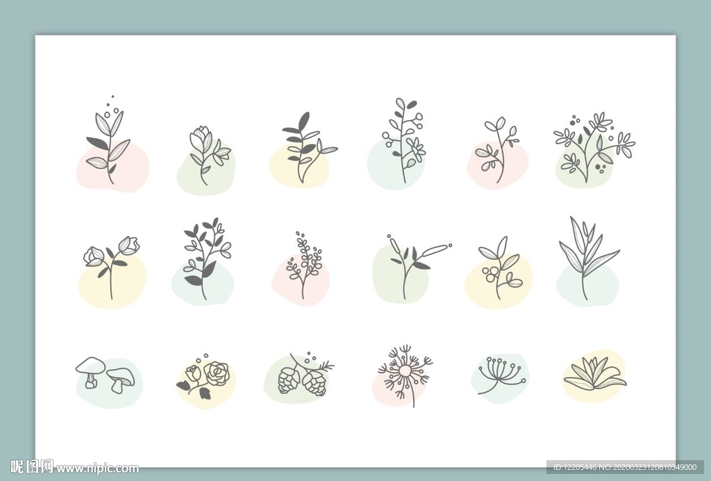 花草线稿矢量素材