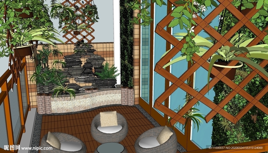 景观休闲阳台SU模型