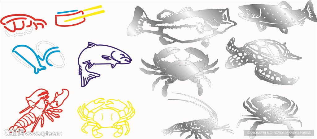鱼虾蟹寿司矢量图