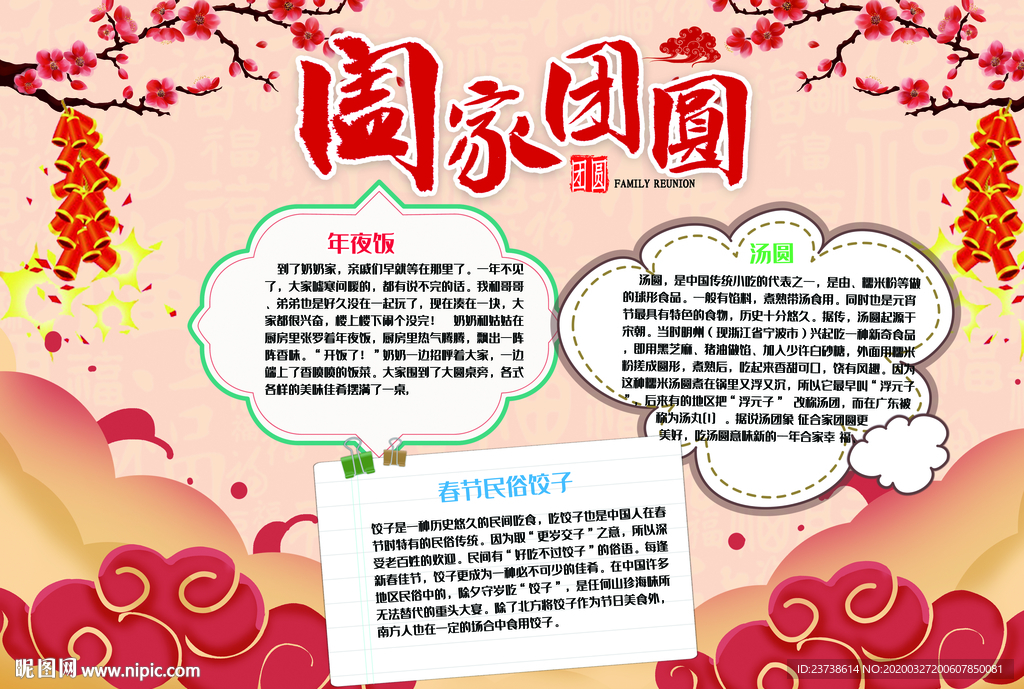 新年阖家团圆手抄报