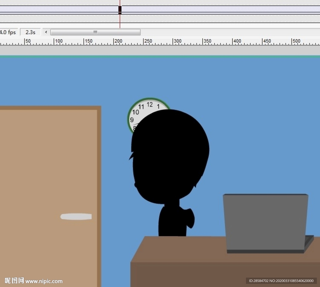 小黑人在房间中走过的动画5秒