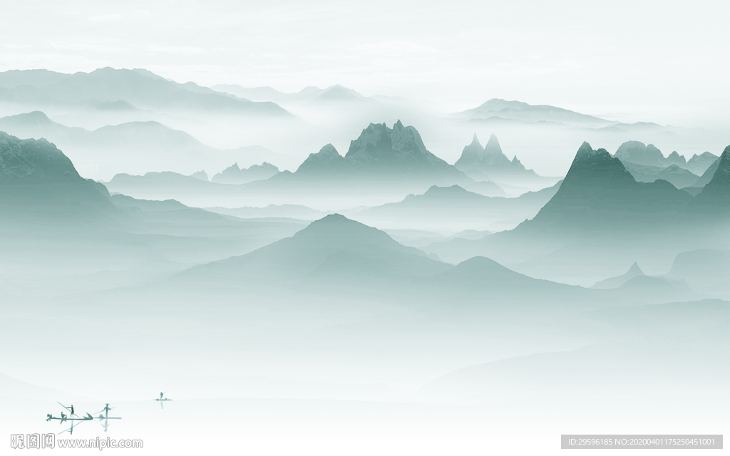 新中式高端山水画 tif分层