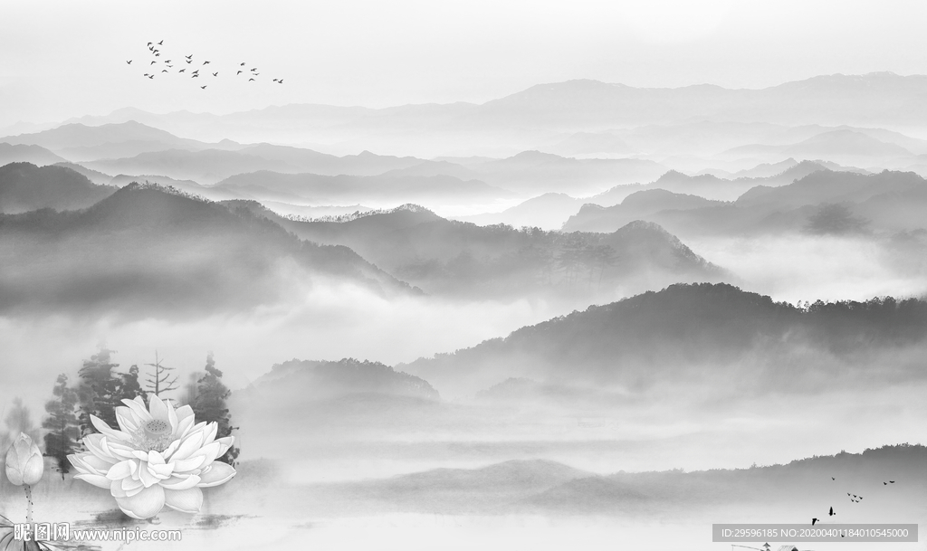 新款 高端山水画 tif分层