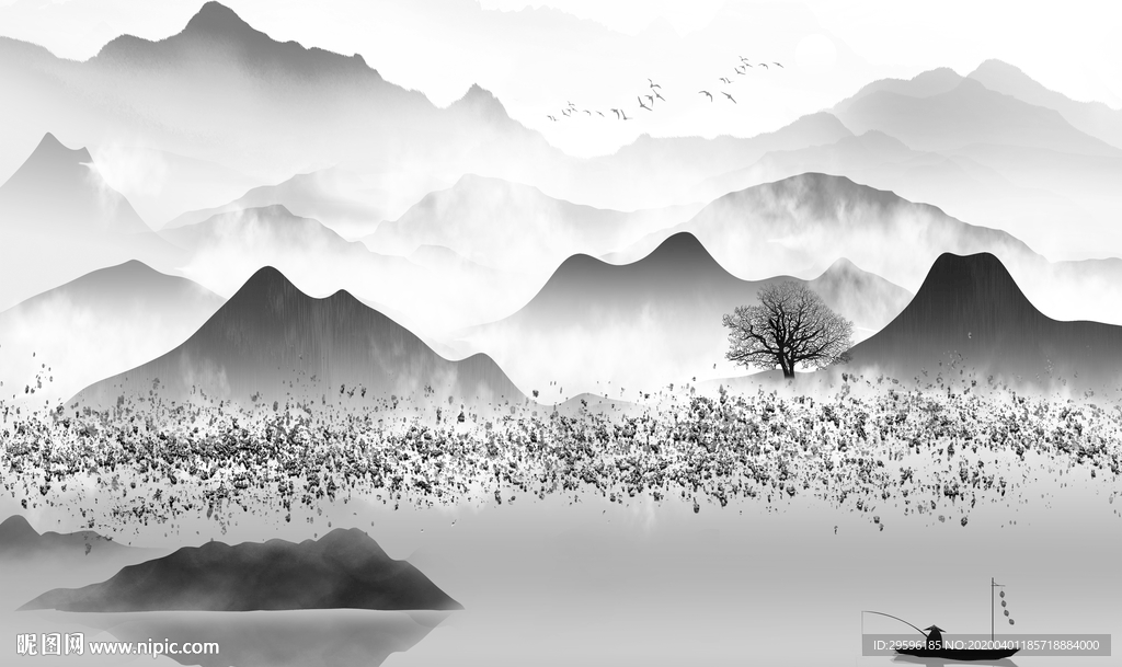 爆款高端山水画 tif分层