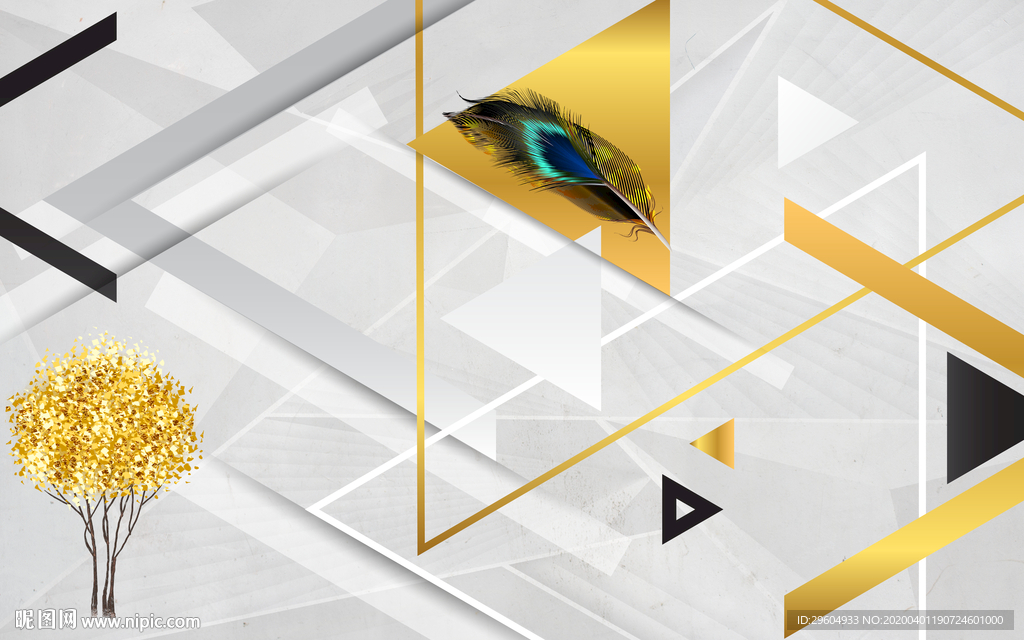 几何高档无框画 tif分层