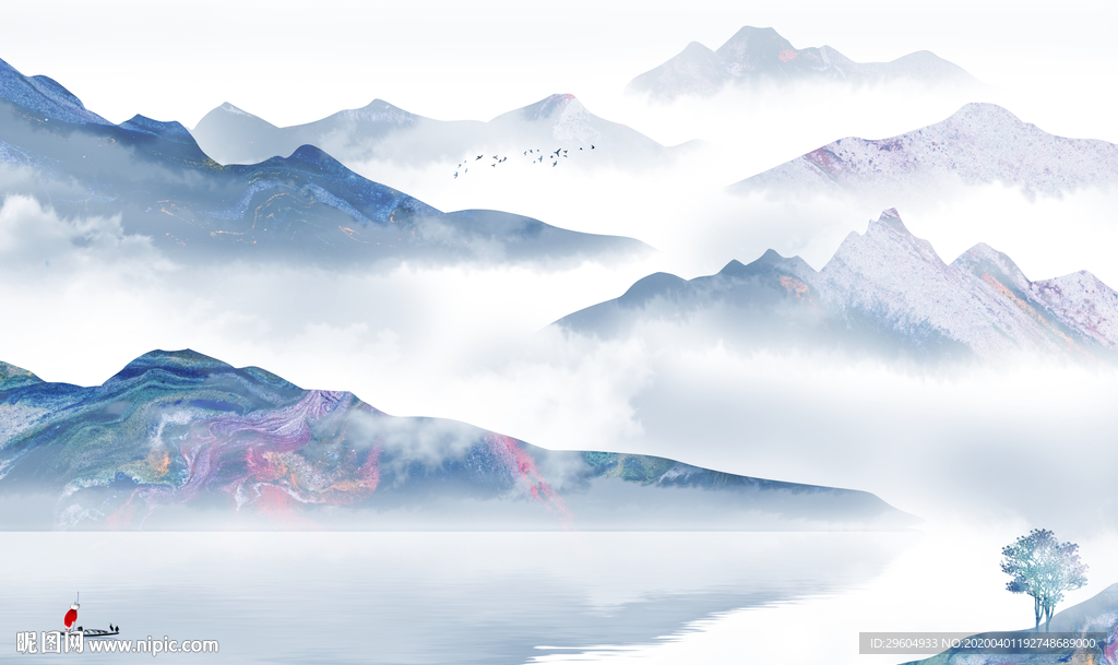 最新无框山水画 tif分层