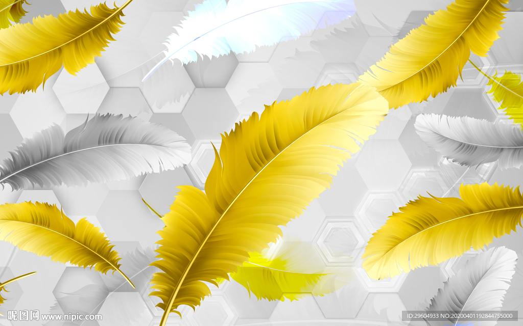 大气羽毛无框画 tif分层