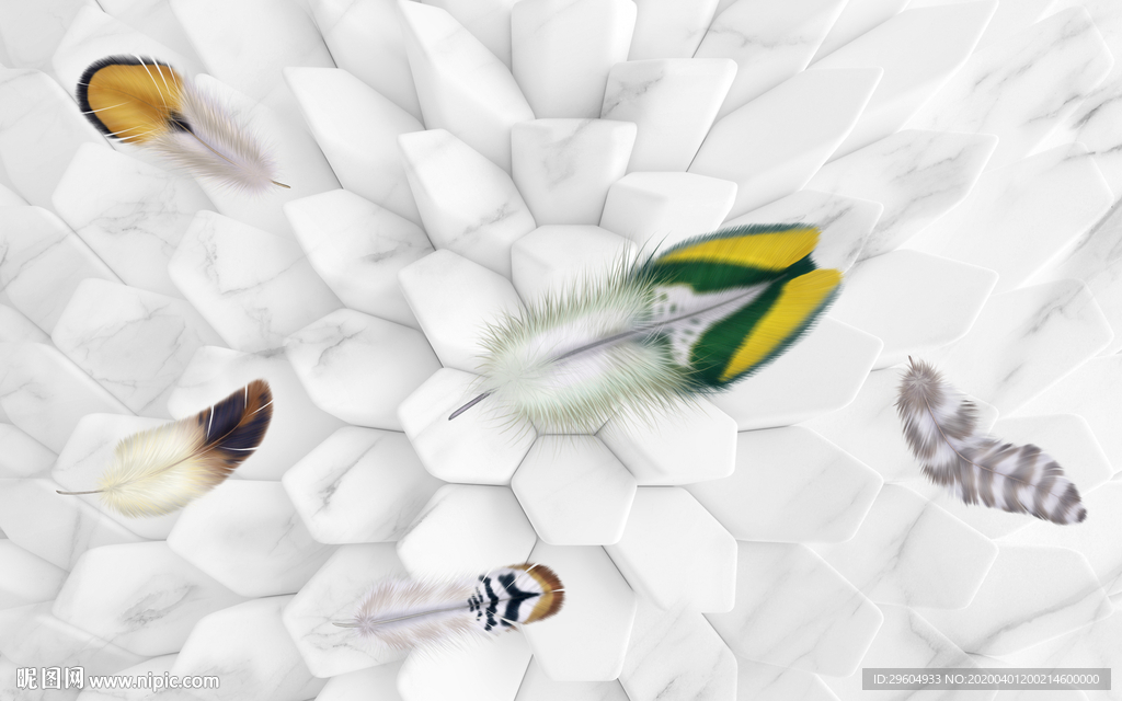 羽毛立体无框画 tif分层