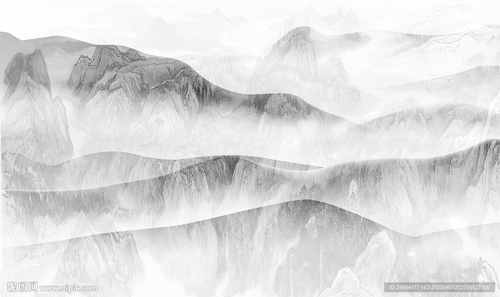 高清 无框山水画 tif分层