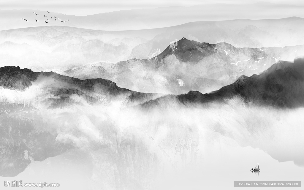 极品无框山水画 tif分层