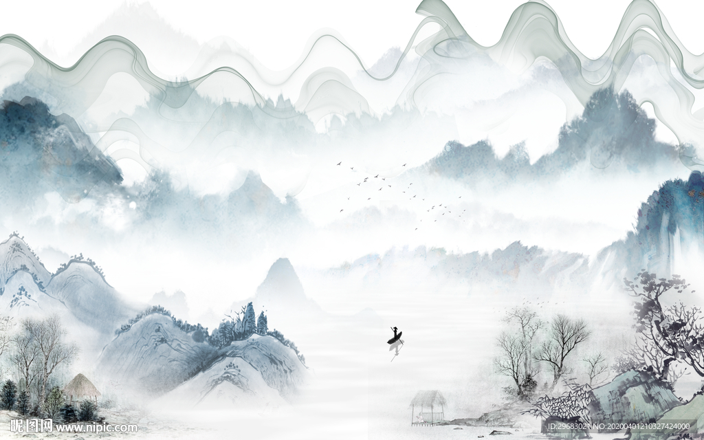 简约现代山水画 tif分层