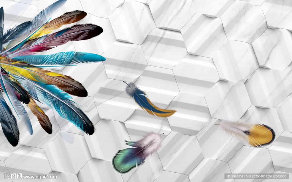 羽毛小清新奢华画 tif分层