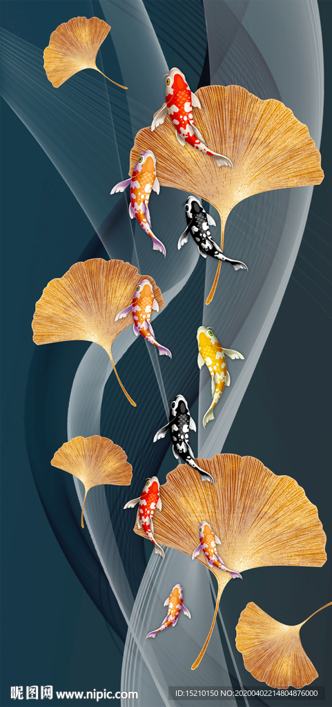 银杏树叶玄关背景墙