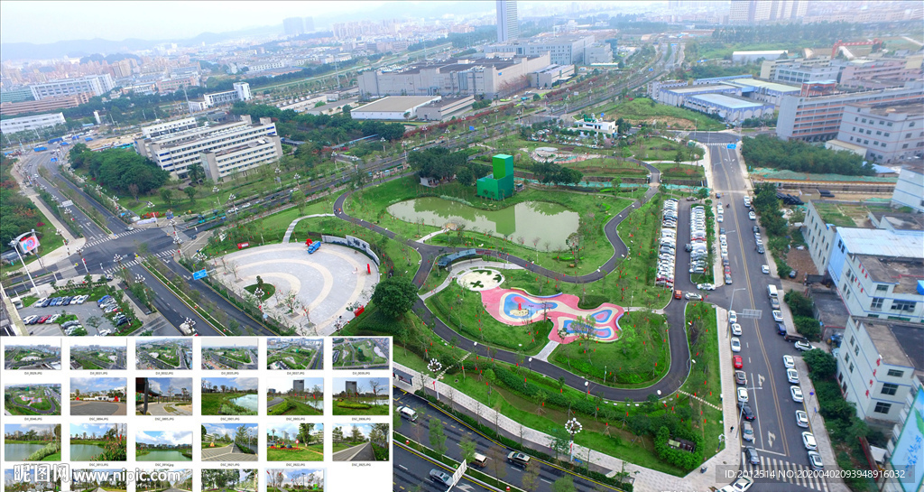 园林景观深圳光明裕湖公园航拍