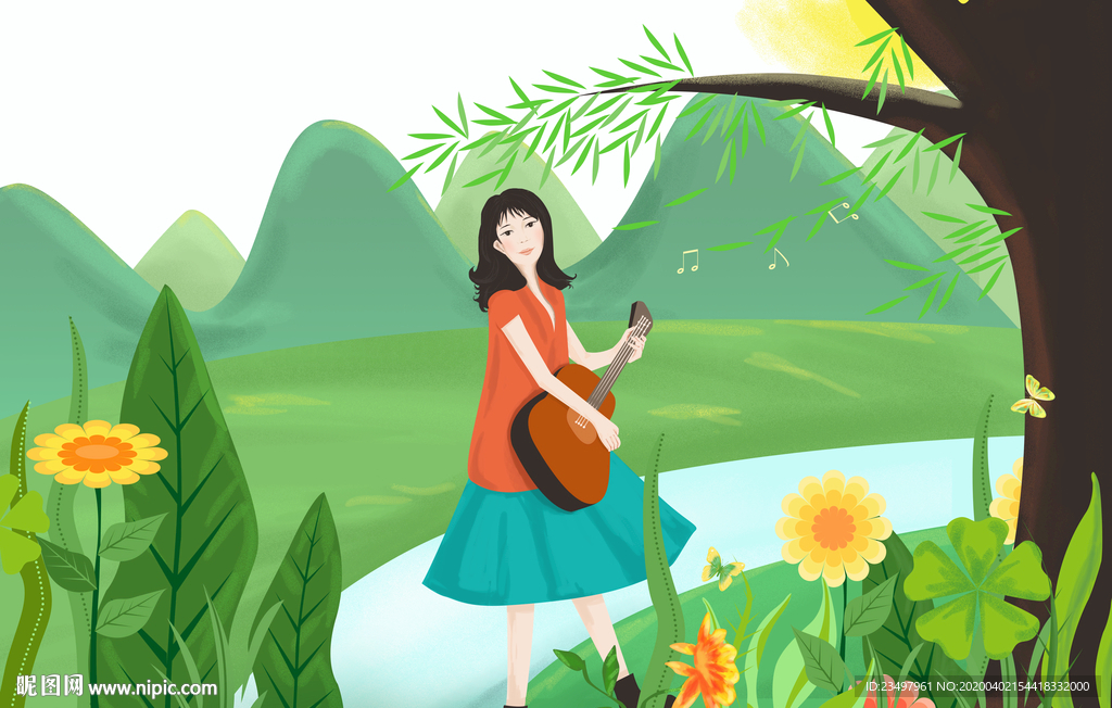 踏青 春游 海报 手绘清明